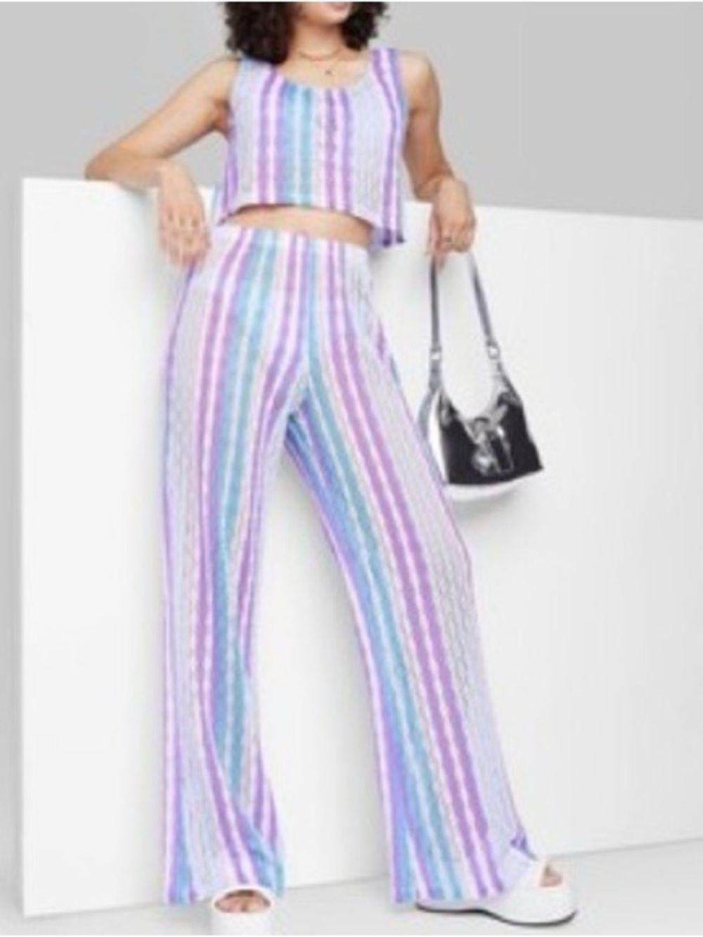 Wild Fable High-Rise Crochet Knit Flare Pants XXS inseams 29”